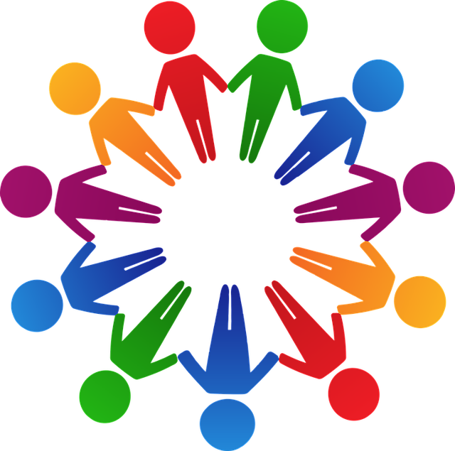 circle of rainbow people clip art